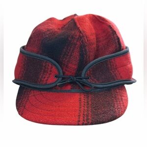 Stormy Kromer Red Plaid Wool Cap with Black Trim